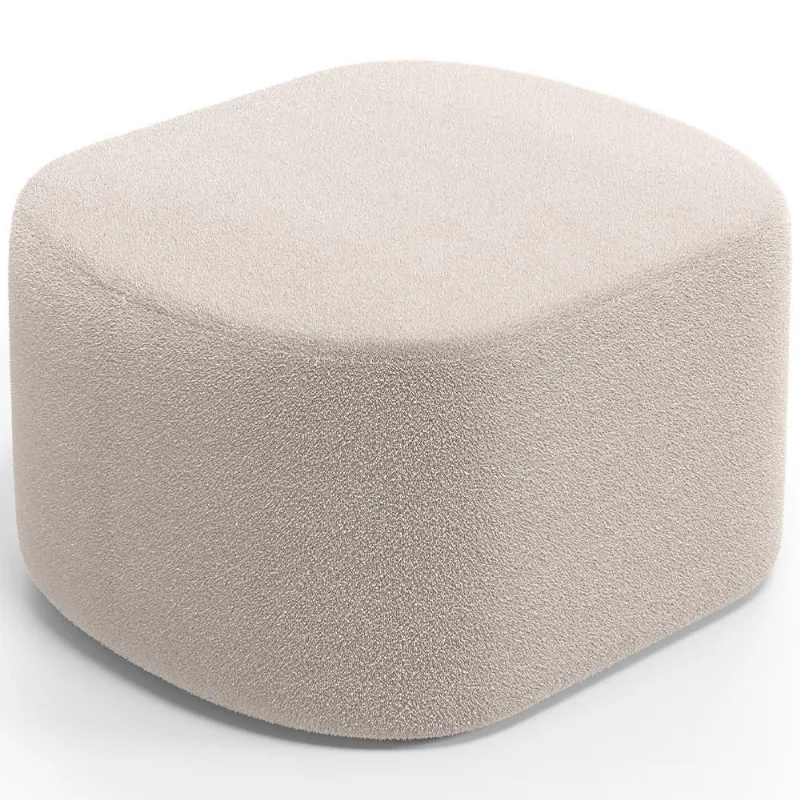 Puff Decorativo Orgânico para Living Quarto 70cm Doha W01 Bouclê Creme - Lyam Decor