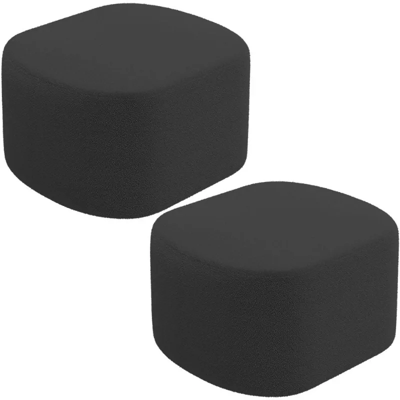 Kit 2 Puffs Decorativos Orgânico para Living Quarto 70cm Doha W01 Bouclê Preto - Lyam Decor
