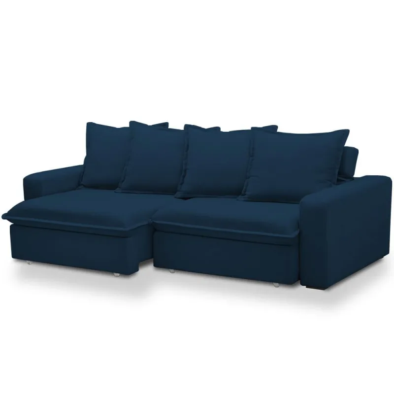 Sofá Retrátil Reclinável Para Sala de Estar Living 195cm Vêneto F04 Veludo Azul - Lyam Decor - Lyam Decor - Móveis