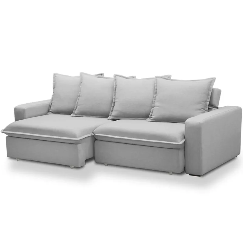 Sofá Retrátil Reclinável Para Sala de Estar Living 195cm Vêneto F04 Bouclê Cinza - Lyam Decor - Lyam Decor - Móveis