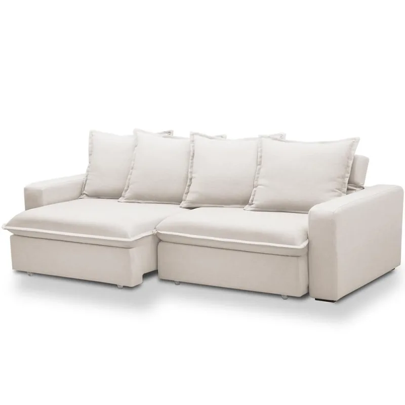 Sofá Retrátil Reclinável Para Sala de Estar Living 195cm Vêneto F04 Bouclê Cru - Lyam Decor - Lyam Decor - Móveis