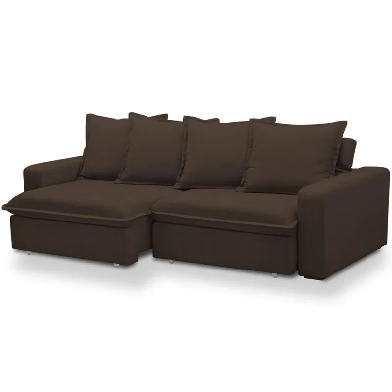 Sofá Retrátil Reclinável Para Sala de Estar Living 215cm Vêneto F04 Veludo Marrom - Lyam Decor - Lyam Decor - Móveis
