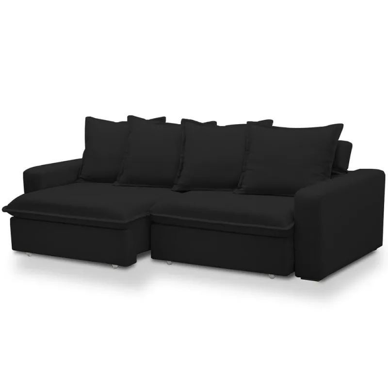 Sofá Retrátil Reclinável Para Sala de Estar Living 235cm Vêneto F04 Veludo Preto - Lyam Decor - Lyam Decor - Móveis
