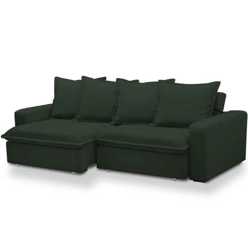 Sofá Retrátil Reclinável Para Sala de Estar Living 235cm Vêneto F04 Veludo Verde - Lyam Decor - Lyam Decor - Móveis
