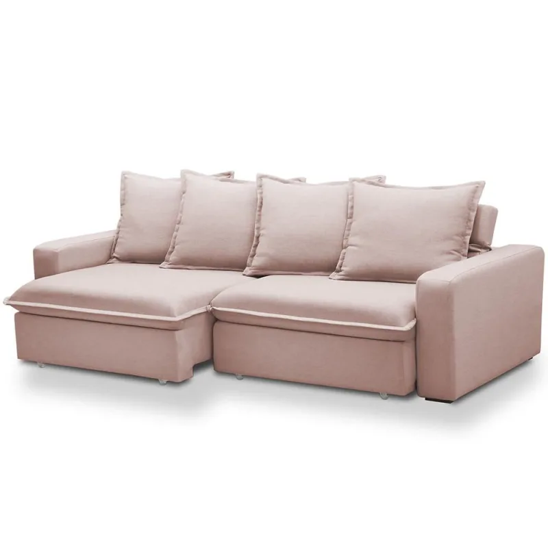 Sofá Retrátil Reclinável Para Sala de Estar Living 235cm Vêneto F04 Veludo Rosê - Lyam Decor - Lyam Decor - Móveis