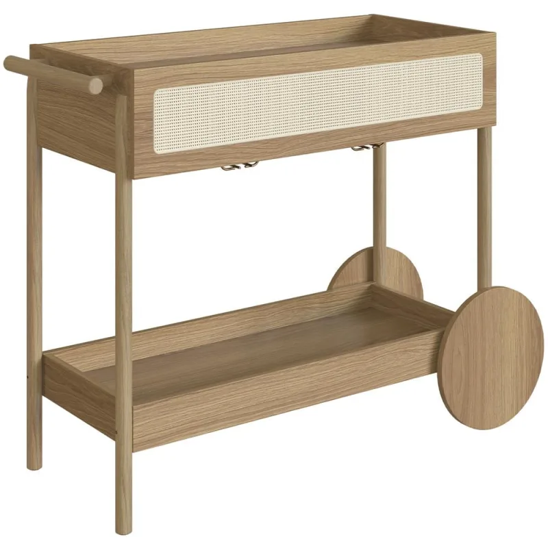 Carrinho Bar Com Porta Taças Pés Madeira Moss A03 Hanover Roble - Lyam Decor - Lyam Decor - Utilidades Domesticas