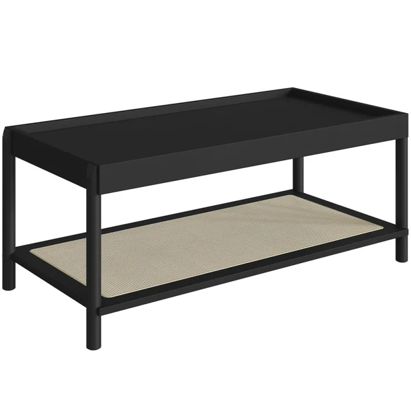 Mesa de Centro Para Sala de Estar Pés Madeira Moss A03 Nero Preto - Lyam Decor - Lyam Decor - Móveis