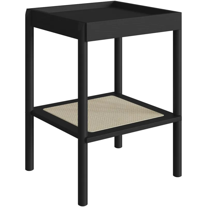 Mesa Lateral Para Sala de Estar Pés Madeira Moss A03 Nero Preto - Lyam Decor - Lyam Decor - Móveis