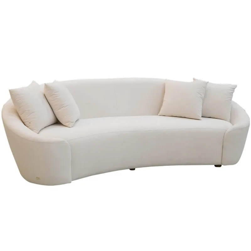 Sofá 3 Lugares Orgânico Sala de Estar Living 190cm Adam T03 Veludo Bege - Lyam Decor - Lyam Decor - Móveis