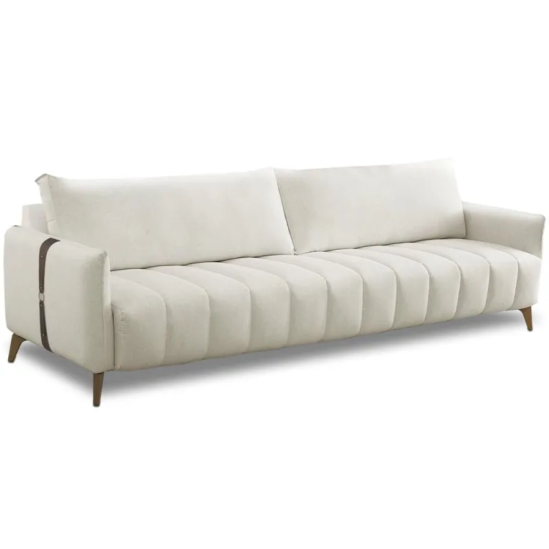 Sofá 3 Lugares Para Sala de Estar Living 200cm Sonata T03 Linho Cru - Lyam Decor - Lyam Decor - Móveis