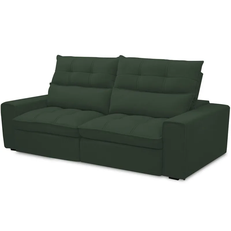 Sofá Retrátil Reclinável Para Sala de Estar Living 230cm Dimas F04 Veludo Verde - Lyam Decor - Lyam Decor