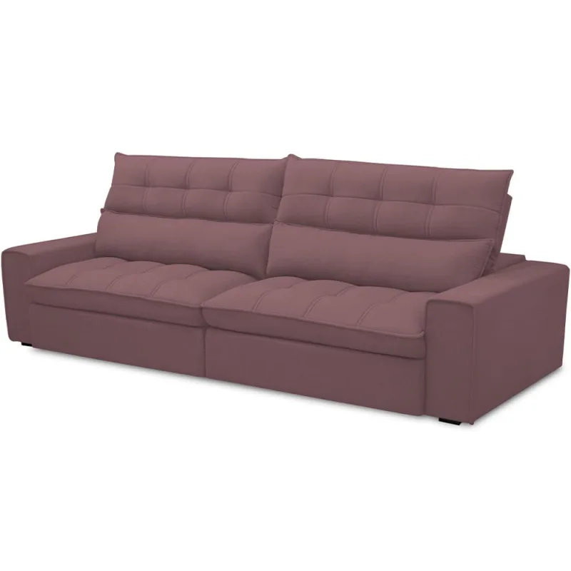 Sofá Retrátil Reclinável Para Sala de Estar Living 290cm Dimas F04 Veludo Lilás - Lyam Decor - Lyam Decor