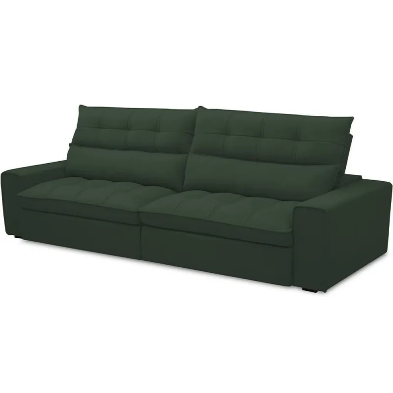 Sofá Retrátil Reclinável Para Sala De Estar Living 290cm Dimas F04 Veludo Verde - Lyam Decor - Móveis