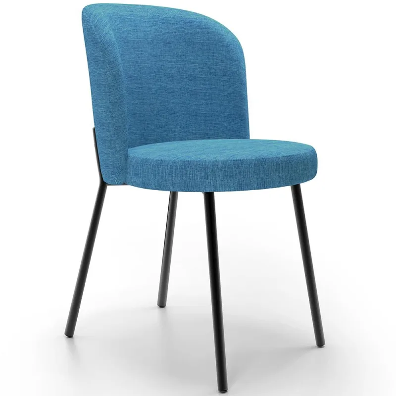 Cadeira Para Sala de Jantar Cozinha Estofada Gavi L02 Linho Azul - Lyam Decor - Lyam Decor - Móveis