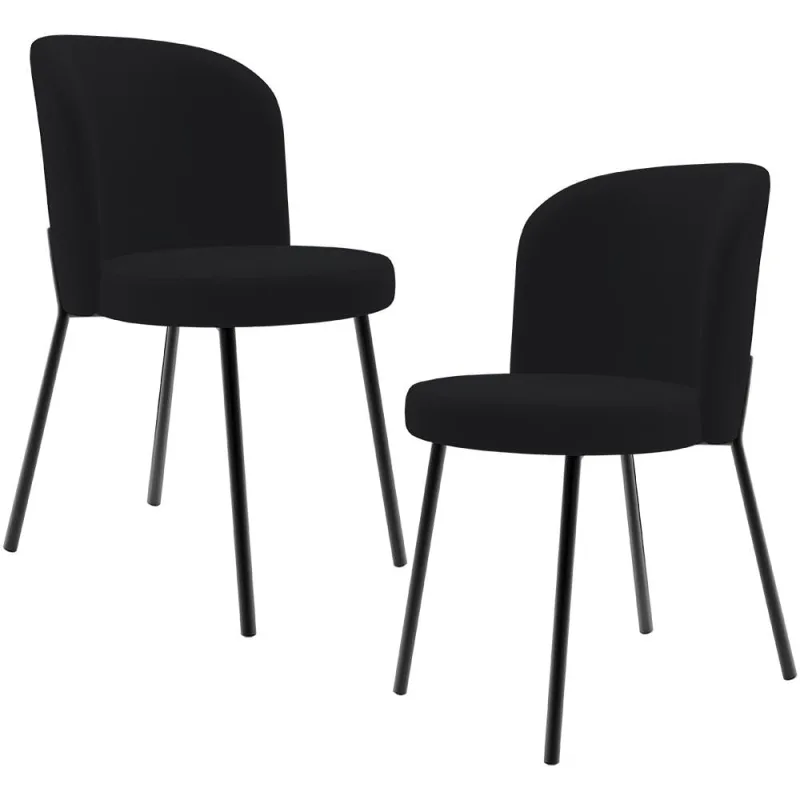 Kit 2 Cadeiras Sala de Jantar Estofada Gavi L02 Suede Preto - Lyam Decor - Lyam Decor