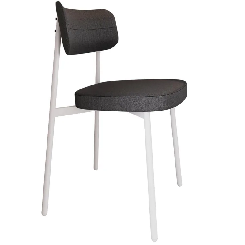 Cadeira Estofada Para Sala de Jantar Astrid Branco C01 Linho Preto - Lyam Decor - Lyam Decor