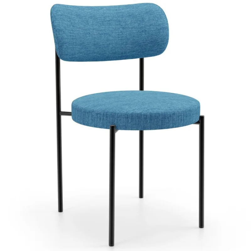 Cadeira Decorativa Estofada Para Sala De Jantar Louise L02 Linho Azul  - Lyam Decor - Lyam Decor - Móveis