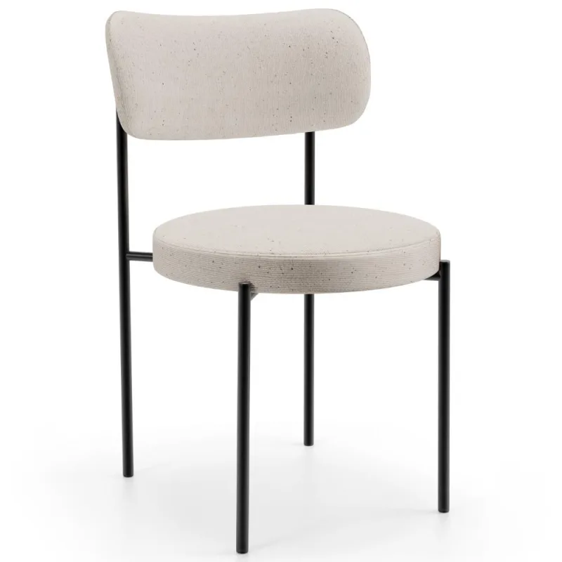 Cadeira Decorativa Estofada Para Sala De Jantar Louise L02 Linho Cru  - Lyam Decor - Lyam Decor