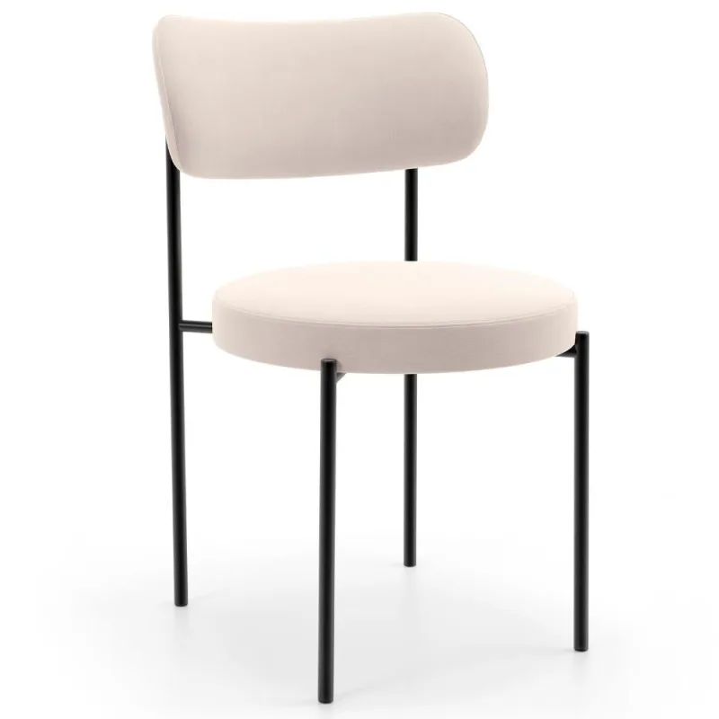 Cadeira Decorativa Estofada Para Sala De Jantar Louise L02 Suede Bege  - Lyam Decor - Lyam Decor