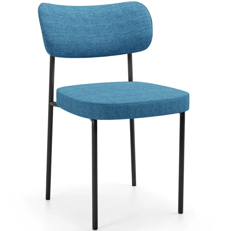 Cadeira Decorativa Para Sala De Jantar Melina L02 Linho Azul - Lyam Decor - Lyam Decor - Móveis