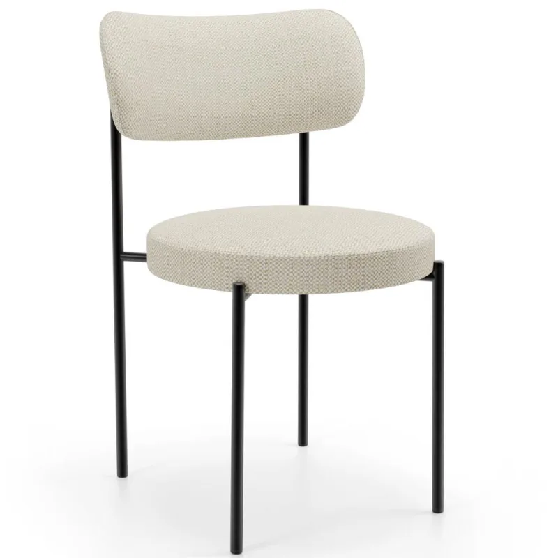 Cadeira Decorativa Estofada Para Sala De Jantar Louise L02 Linho Champagne  - Lyam Decor - Lyam Decor