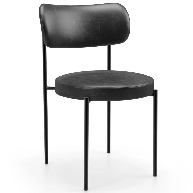 Cadeira Decorativa Estofada Para Sala De Jantar Louise L02 Couríssimo Preto  - Lyam Decor - Lyam Decor - Móveis