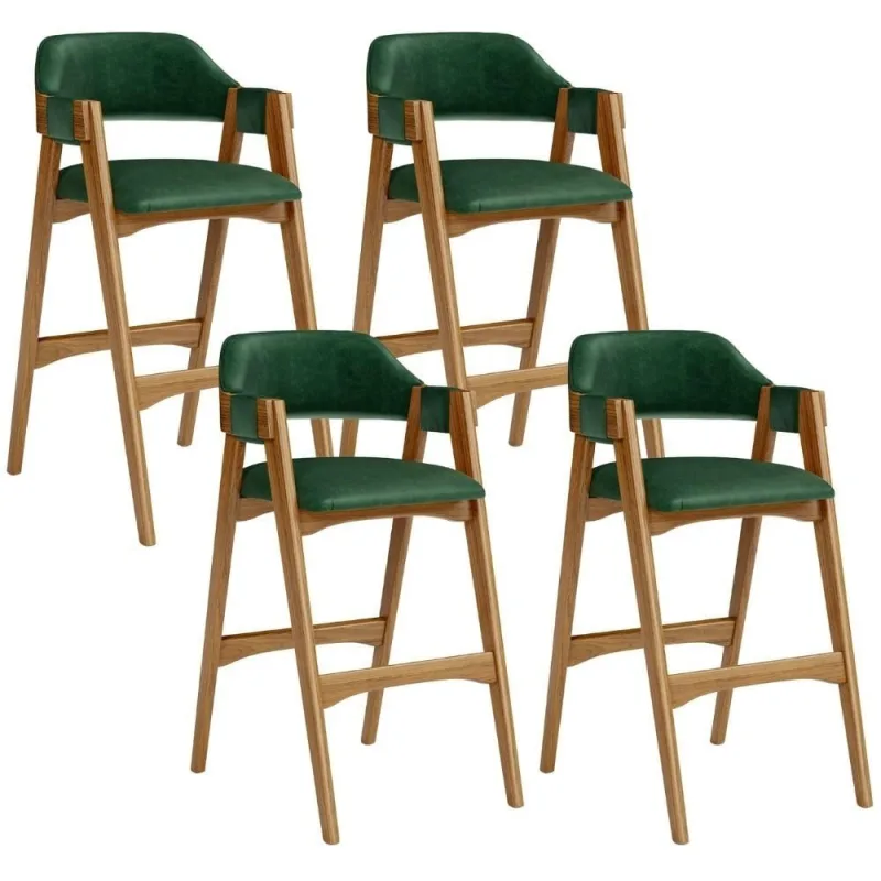 Kit 04 Banquetas Altas Para Cozinha Sala de Jantar Bar Suran L02 Courissímo Verde Musgo - Lyam Decor - Lyam Decor - Móveis