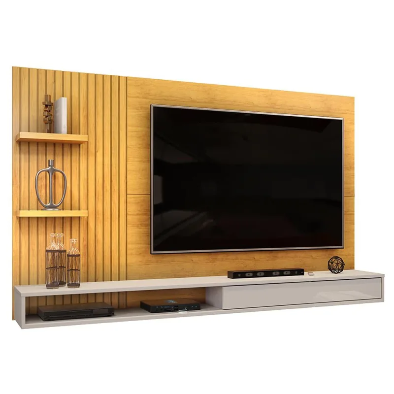 Painel Para TV 60 Pol com Bancada Suspensa 190cm Elion D05 Cedro Bali - Lyam Decor - Lyam Decor - Móveis