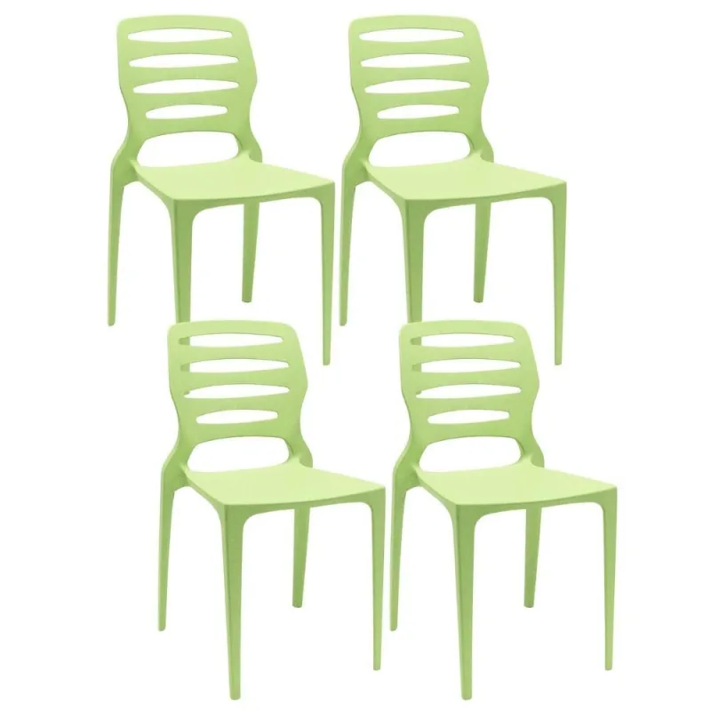 Kit 04 Cadeiras Para Cozinha Área Gourmet Jardim Empilhável Larsen P03 Verde Claro - Lyam Decor - Lyam Decor - Móveis