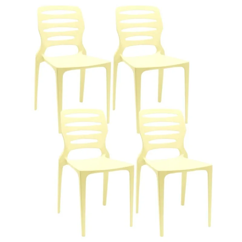 Kit 04 Cadeiras Para Cozinha Área Gourmet Jardim Empilhável Larsen P03 Amarelo - Lyam Decor - Lyam Decor - Móveis