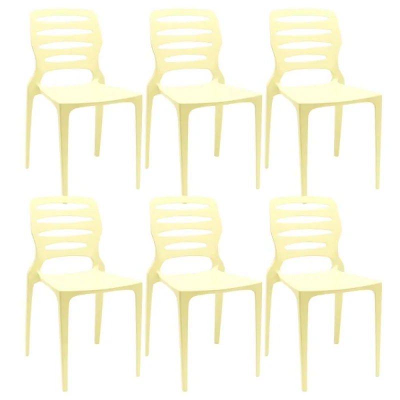Kit 06 Cadeiras Para Cozinha Área Gourmet Jardim Empilhável Larsen P03 Amarelo - Lyam Decor - Lyam Decor - Móveis