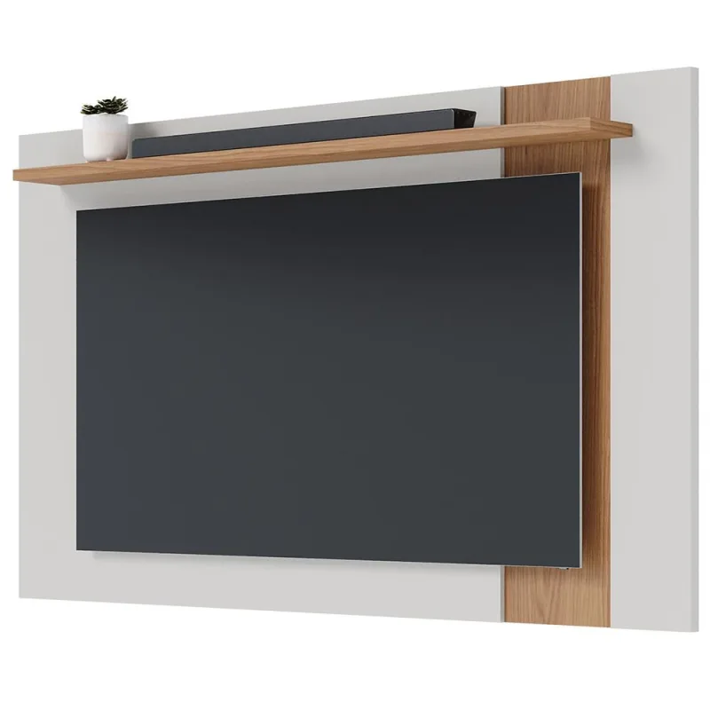 Painel Para TV 70 Pol Extensível 180cm Lara C04 Off White Matte Freijó - Lyam Decor - Lyam Decor - Móveis