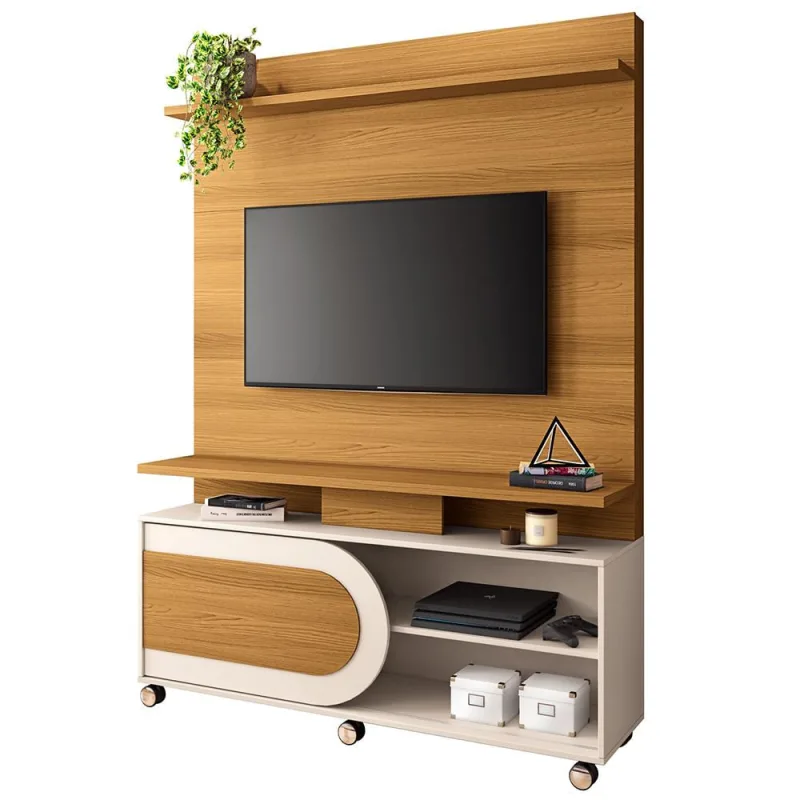 Estante Painel Para TV 55 Pol 136cm 1 Porta Mars B01 Cinamomo Off White - Lyam Decor - Lyam Decor - Móveis