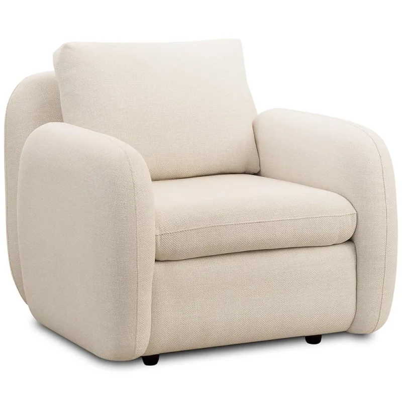 Poltrona Decorativa Orgânica Sala de Estar Living Eliot F04 Linho Tramado Creme - Lyam Decor - Lyam Decor - Móveis
