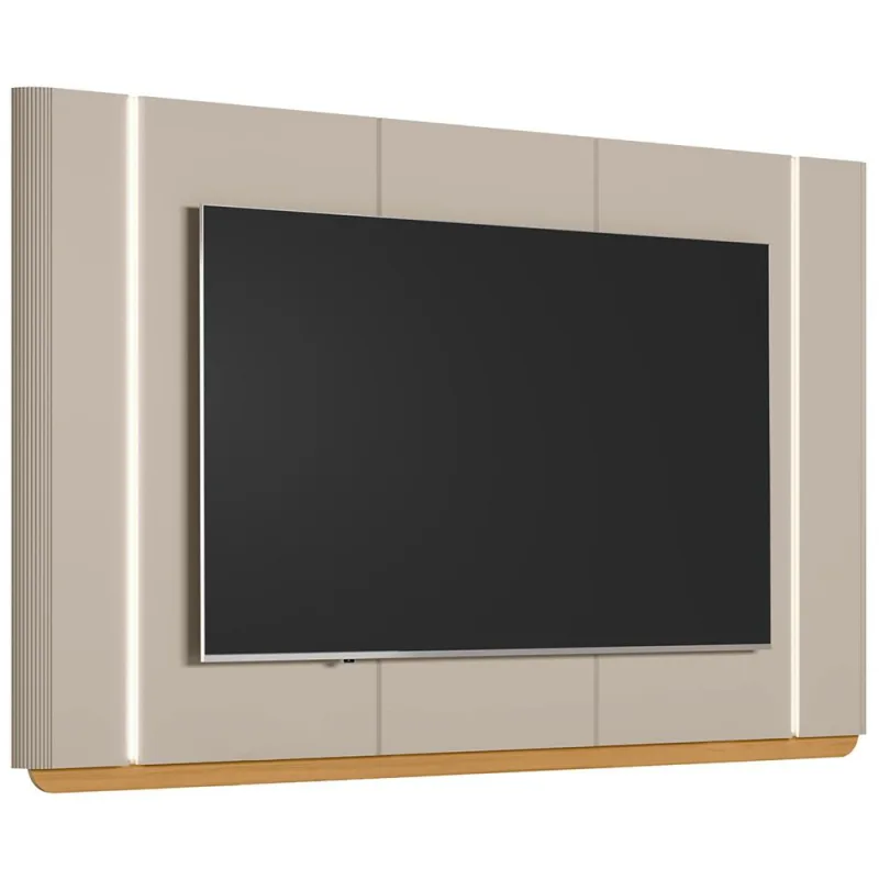 Painel Para TV 75 Pol Com LED 240cm Elysia L05 Tauari Off White Fosco - Lyam Decor - Lyam Decor - Móveis