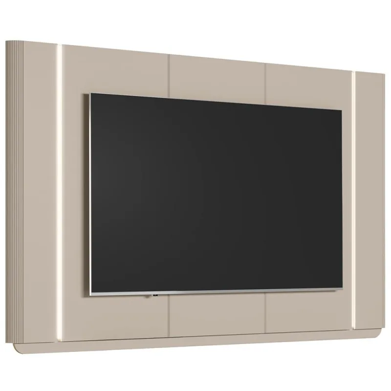 Painel Para TV 75 Pol Com LED 240cm Elysia L05 Off White Fosco - Lyam Decor - Lyam Decor - Móveis