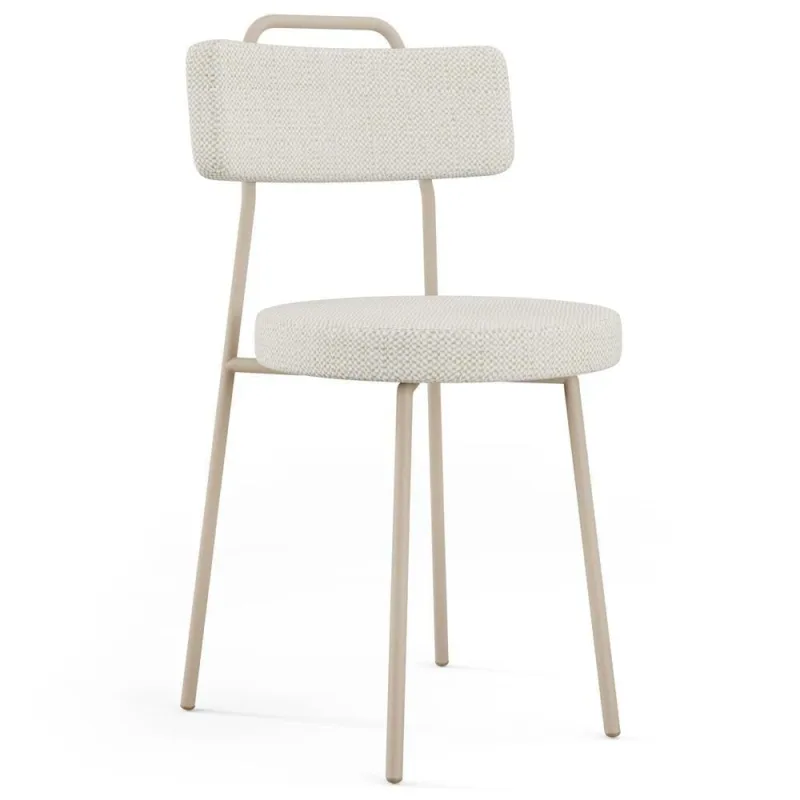 Cadeira Decorativa Estofada Para Sala De Jantar Barcelona Arena L02 Linho Champagne - Lyam - Lyam Decor - Móveis