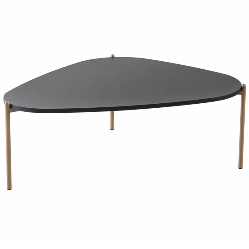 Mesa de Centro Para Sala de Estar Pés Metálicos Baixa Adek A03 Nero Dourado - Lyam Decor - Lyam Decor - Móveis