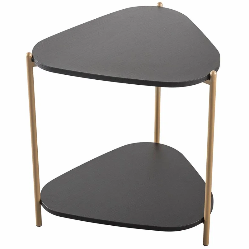 Mesa Lateral Para Sala de Estar Pés Metálicos Adek A03 Nero Dourado - Lyam Decor - Lyam Decor - Móveis
