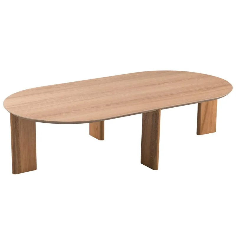 Mesa de Centro Para Sala de Estar Oval Pés Madeira Bulat A03 Hanover Roble - Lyam Decor - Lyam Decor