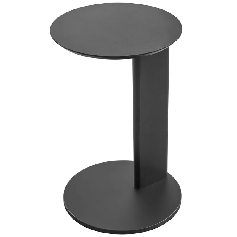 Mesa Lateral Para Sala de Estar Pés Madeira Bulat A03 Nero Preto - Lyam Decor - Lyam Decor