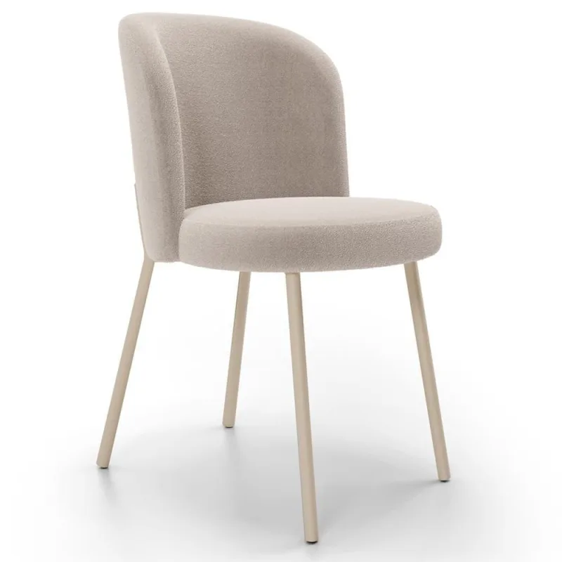 Cadeira Gavi Arena L02 Estrutura em Aço com Assento em Bouclê Creme para Sala de Jantar - Lyam Decor
