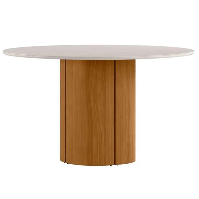 Mesa De Jantar 6 Lugares Redonda 135cm Verbena N01 Ypê Off White - Lyam Decor - Lyam Decor