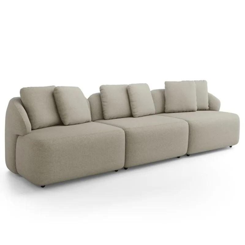 Sofá 3 Lugares Para Sala De Estar Living 234cm Arlo F04 Linho Bege - Lyam Decor - Lyam Decor - Móveis