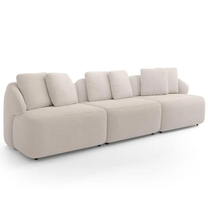 Sofá 4 Lugares Para Sala De Estar Living 294cm Arlo F04 Bouclê Bege - Lyam Decor - Lyam Decor - Móveis