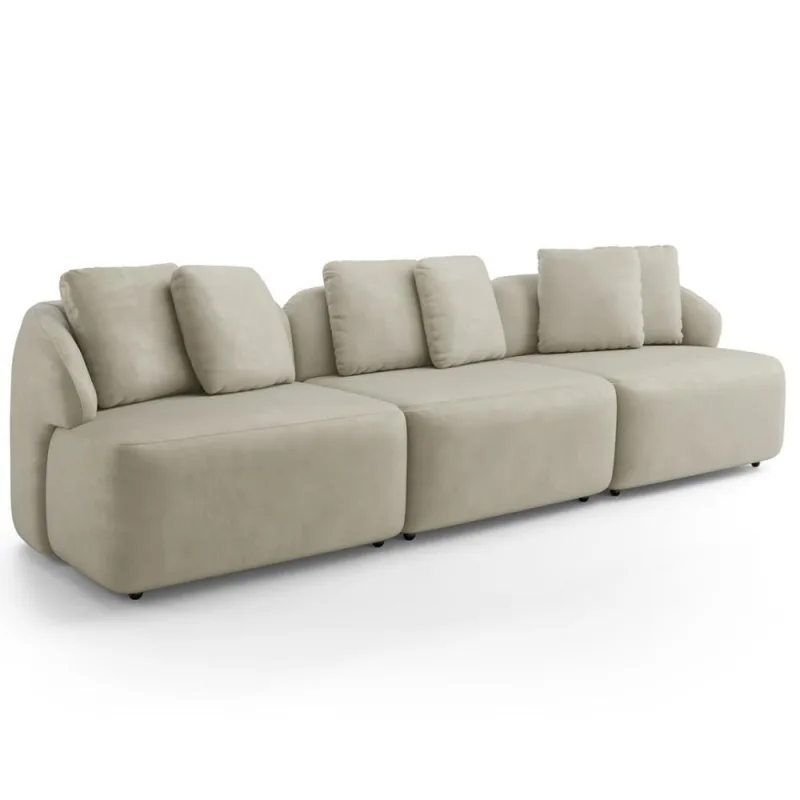 Sofá 4 Lugares Para Sala De Estar Living 294cm Arlo F04 Veludo Bege - Lyam Decor - Lyam Decor - Agro