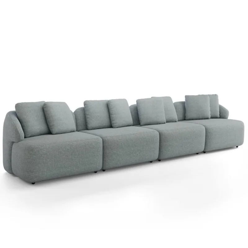 Sofá 4 Lugares Para Sala De Estar Living 314cm Arlo F04 Linho Cinza - Lyam Decor - Lyam Decor - Móveis