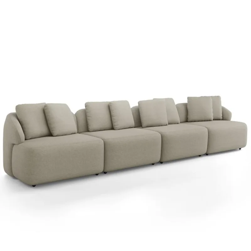 Sofá 5 Lugares Para Sala De Estar Living 394cm Arlo F04 Linho Bege - Lyam Decor - Lyam Decor - Agro