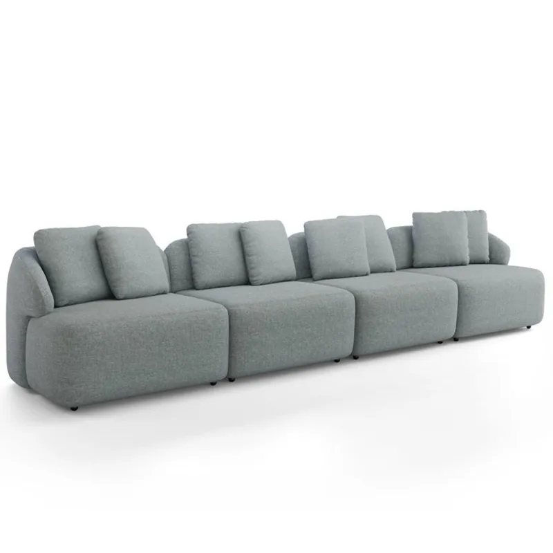 Sofá 5 Lugares Para Sala De Estar Living 394cm Arlo F04 Linho Cinza - Lyam Decor - Lyam Decor - Agro