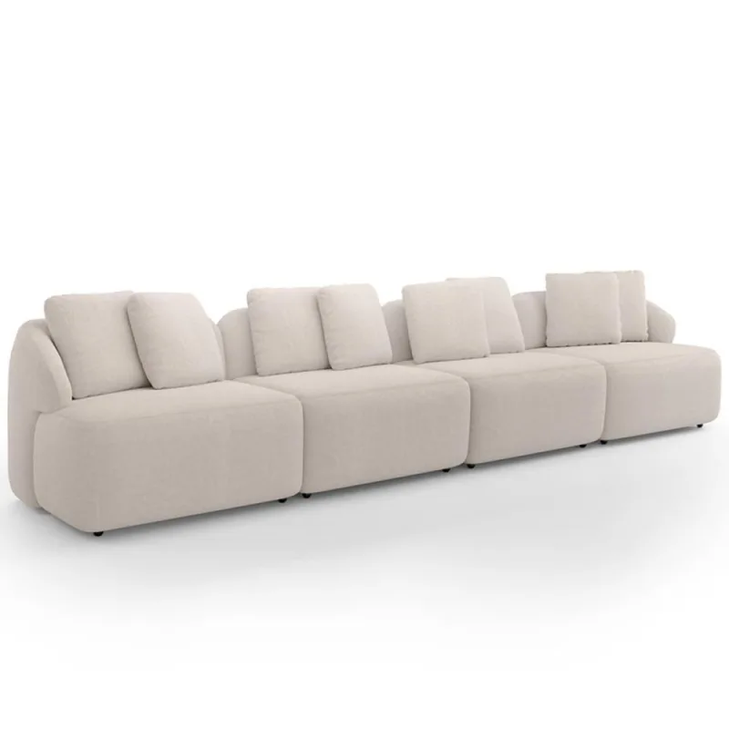 Sofá 5 Lugares Para Sala De Estar Living 394cm Arlo F04 Bouclê Bege - Lyam Decor - Lyam Decor - Agro